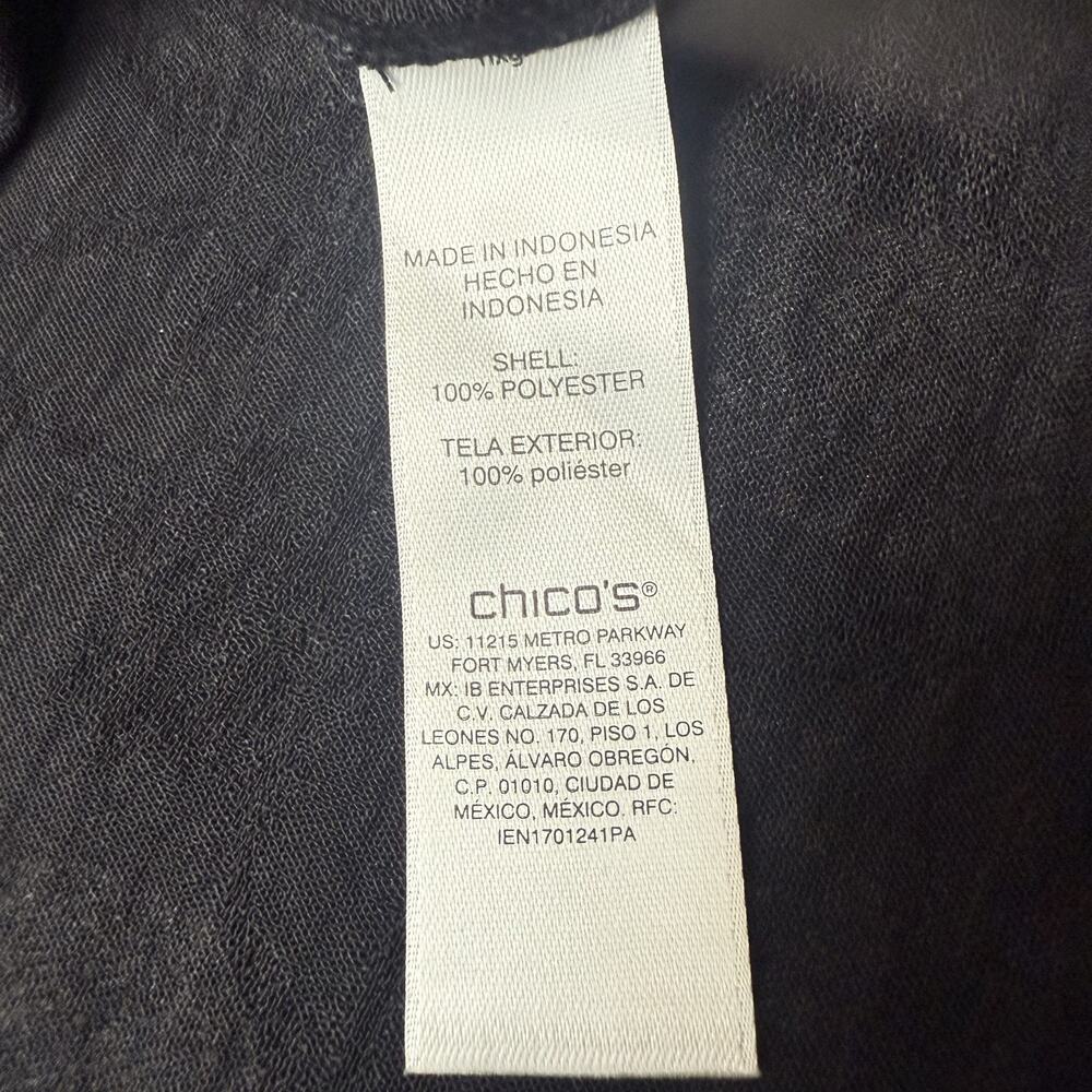 Chicos Shirt Womens 3 (US XL) Black Textured Jacquard Floral Pullover Blouse Top - Picture 5 of 8
